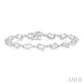 1/20 Ctw Heart Shape Round Cut Diamond Bracelet in Sterling Silver