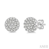 1/8 Ctw Disc Shape Round Cut Diamond Petite Fashion Earrings in 14K White Gold