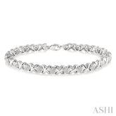 1/10 Ctw 'X' and Heart Shape Round Cut Diamond Bracelet in Sterling Silver