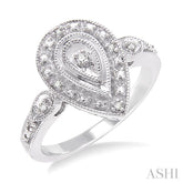 1/20 Ctw Pear Shape Round Cut Diamond Ring in Sterling Silver