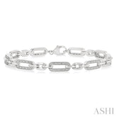 1/6 Ctw Round Cut Diamond Paperclip Bracelet in Sterling Silver