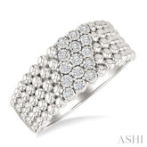 1/10 Ctw Bold Ball Bead and Slanted Round Cut Bead Bijoux Diamond Fashion Ring in Sterling Silver