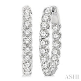 2 Ctw Inside-Out Round Cut Diamond Hoop Earrings in 14K White Gold