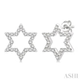 1/6 Ctw Petite Star of David Round Cut Diamond Fashion Stud Earrings in 10K White Gold