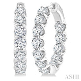 4 Ctw Inside-Out Round Cut Diamond Hoop Earrings in 14K White Gold