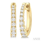 1/2 Ctw Graduated Round Cut Diamond Fashion Hoop Earrings in 14K Yellow Gold