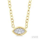 1/6 Ctw Petite East-West Bezel Set Marquise Cut Diamond Fashion Pendant With Chain in 10K Yellow Gold