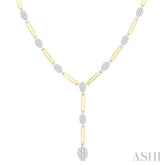 1 3/4 Ctw Lovebright Oval Shape Round Cut Diamond Paperclip Fashion Necklace in 14K Yellow and White Gold