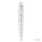 1/10 Ctw Petite Vertical Bar Graduated Round Cut Diamond Fashion Stud Earring in 10K White Gold
