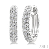 1/5 Ctw Petite Swirl Pattern Round Cut Diamond Fashion Huggies in 10K White Gold