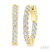 1 Ctw Inside-Out Embellished Round Cut Diamond Hoop Earrings in 14K Yellow Gold