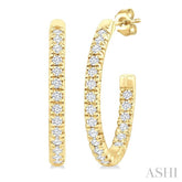 1/6 Ctw French Pave Set Round Cut Diamond Fashion Half Hoop Earrings in 14K Yellow Gold