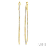 1 Ctw Inside & Outside Round Cut Diamond Hoop Earring in 14K Yellow Gold