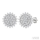 1/5 Ctw Petite Round Shape Round Cut Diamond Cluster Fashion Stud Earrings in 10K White Gold