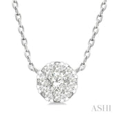 1/10 Ctw Lovebright Petite Round Shape Round Cut Diamond Fashion Pendant With Chain in 10K White Gold