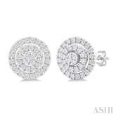 1/5 Ctw Double Halo Round Shape Petite Round Cut Diamond Fashion Stud Earrings in 10K White Gold