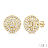 1/5 Ctw Double Halo Round Shape Petite Round Cut Diamond Fashion Stud Earrings in 10K Yellow Gold