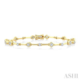 1 1/5 Ctw Mixed Diamond Cut Bar Link Bracelet in 14K Yellow Gold
