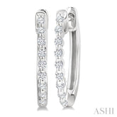 1/6 Ctw Petite Shared Prong Round Cut Diamond Hoop Earrings in Sterling Silver