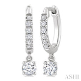 3/8 Ctw Round Shape Round Cut Diamond Fashion Huggie Petite Earrings in 14K White Gold