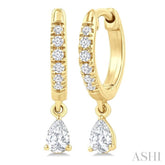 3/8 Ctw Pear Shape and Round Cut Diamond Fashion Huggie Petite Earrings in 14K Yellow Gold