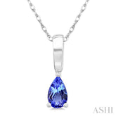 5X3 MM Pear Shape Tanzanite Precious Solitaire Pendant With Chain in 14K White Gold