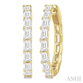 1 7/8 Ctw North-South Emerald Cut Diamond Fashion Hoop Earring in 14K Yellow Gold