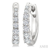 1/4 Ctw Graduated Round Cut Diamond Fashion Huggies in 14K White Gold