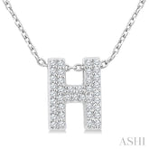 1/8 Ctw Bubble Accent Initial 'H' Round Cut Diamond Fashion Pendant With Chain in 10K White Gold