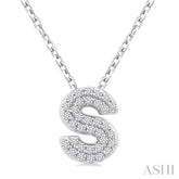 1/10 Ctw Bubble Accent Initial 'S' Round Cut Diamond Fashion Pendant With Chain in 10K White Gold