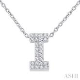 1/10 Ctw Initial 'I' Round Cut Diamond Fashion Pendant With Chain in 10K White Gold