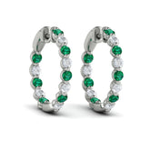 Inside Out Diamond and Emerald Hoop Earrings