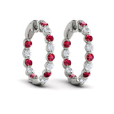 Inside Out Diamond and Ruby Hoop Earrings