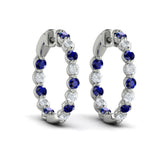 Inside Out Diamond and Blue Sapphire Hoop Earrings
