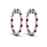 Inside Out Diamond and Ruby Hoop Earrings