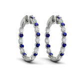 Inside Out Diamond and Blue Sapphire Hoop Earrings