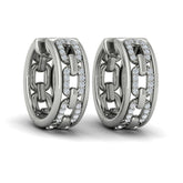 Reverse Channel Set Link Huggie Earrings