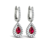 Tear Drop Ruby and Diamond Earrings