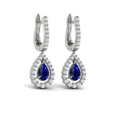Tear Drop Sapphire and Diamond Earrings