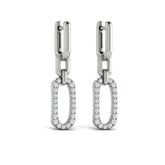 Diamond North South Open Oval Pendant Link Earrings