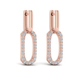 Diamond North South Open Oval Pendant Link Earrings