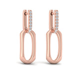 Diamond Accent North South Open Oval Pendant Link Earrings