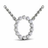 Diamond Alphabet Pendant Necklace, O