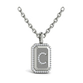 Diamond Medallion Alphabet Pendant Link Necklace, C