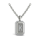 Diamond Medallion Alphabet Pendant Link Necklace, K
