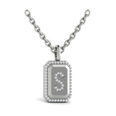 Diamond Medallion Alphabet Pendant Link Necklace, S