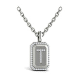 Diamond Medallion Alphabet Pendant Link Necklace, T