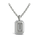 Diamond Medallion Alphabet Pendant Link Necklace, U