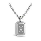 Diamond Medallion Alphabet Pendant Link Necklace, X