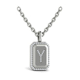 Diamond Medallion Alphabet Pendant Link Necklace, Y